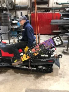 Custom Snowboard Rack on Snowmobile